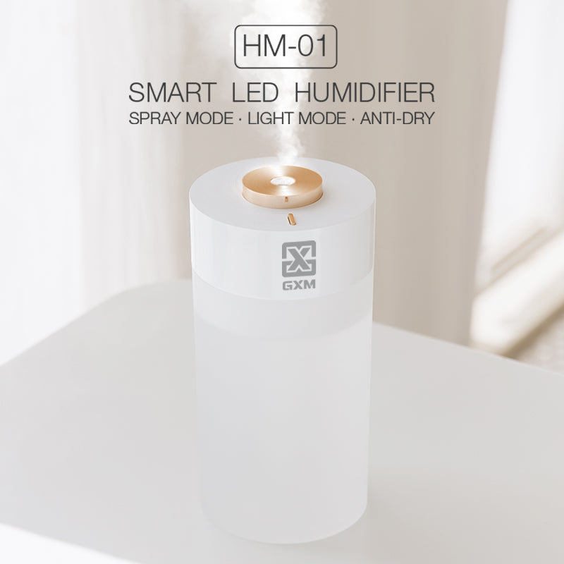 GXM HM-01 Smart LED Cordless Humidifier 350ml Cordless Design Anti-dry Sensor Nano Mist Noiseless Night Light Single Touch Operation