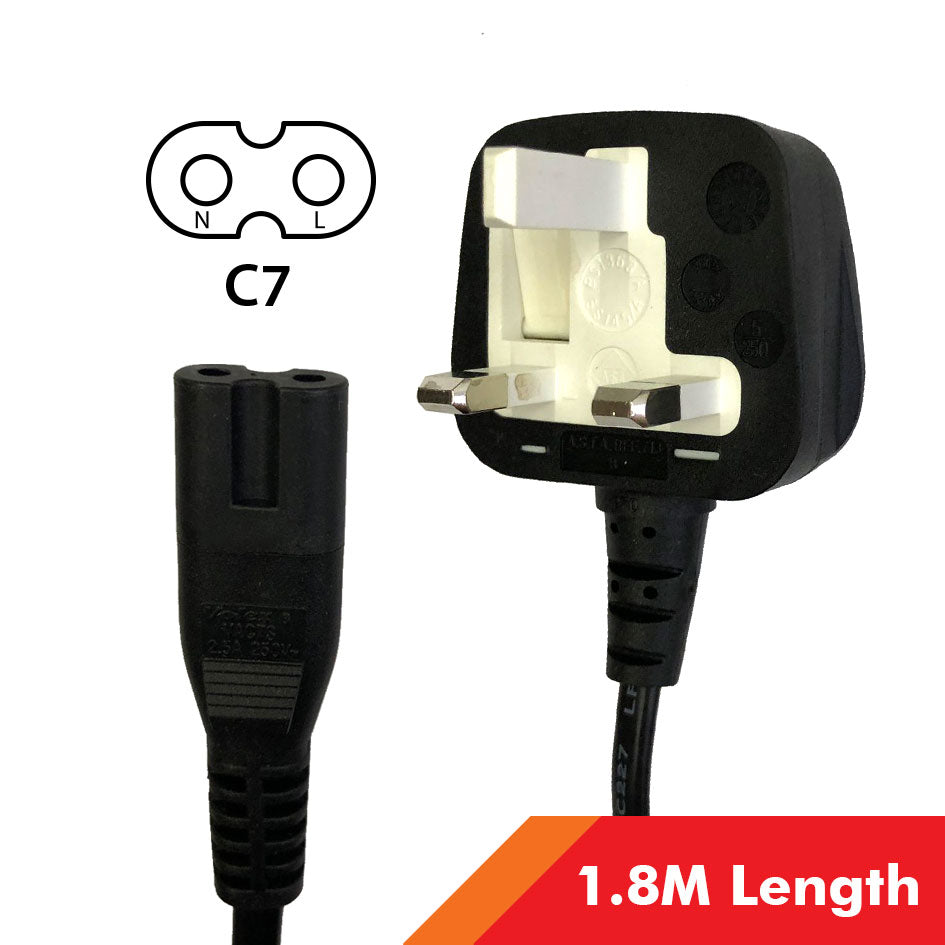 Safety Mark 3 Pin UK Local Cable C5 C7 C13 Convertor Power Cord