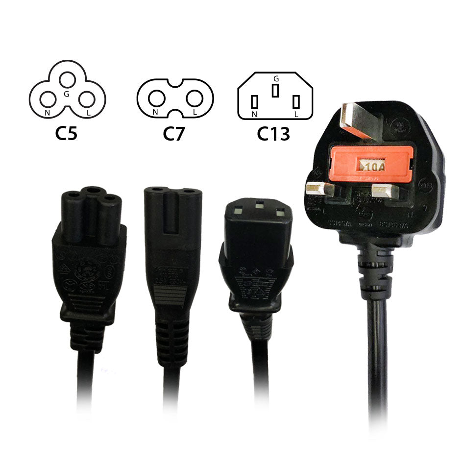 Safety Mark 3 Pin UK Local Cable C5 C7 C13 Convertor Power Cord