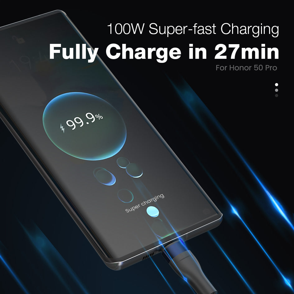 GXM 100W 3 in 1 Quick Charging Data Cable iP Type-C MicroUSB Safety Protection 1.2M Cable Length Triple Simultaneous Charging Cable