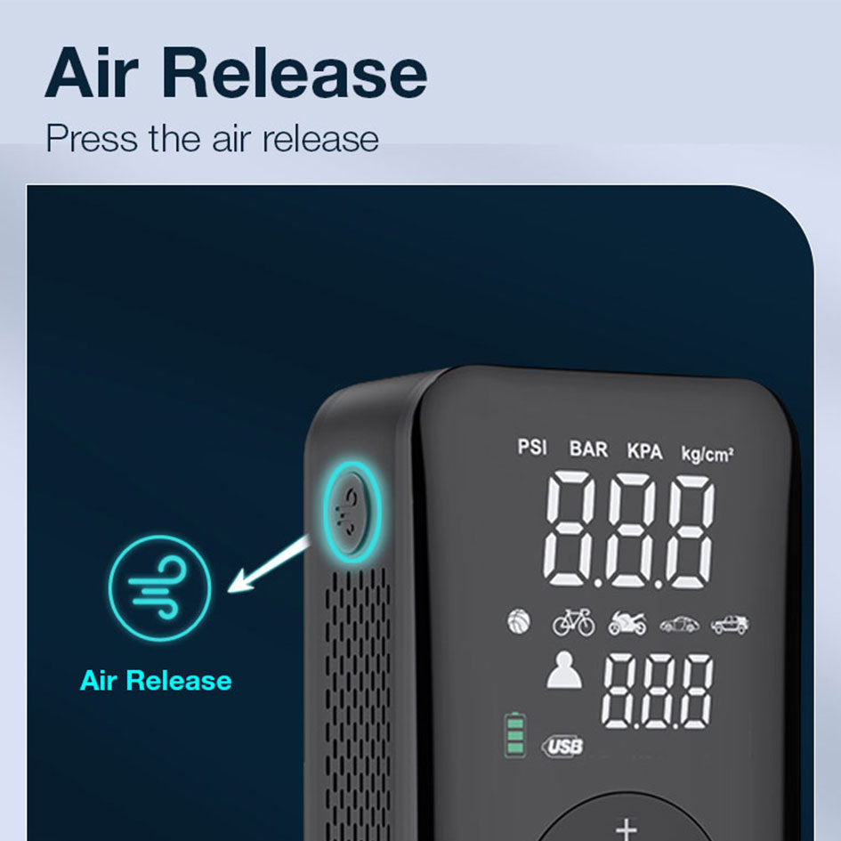 GXM AP-01 Cordless Smart Tire Inflator Auto Stop Tire Pressure Monitoring Fast Inflation LED Lighting SOS Mode Power Bank 4000mAh Capacity Air Pump