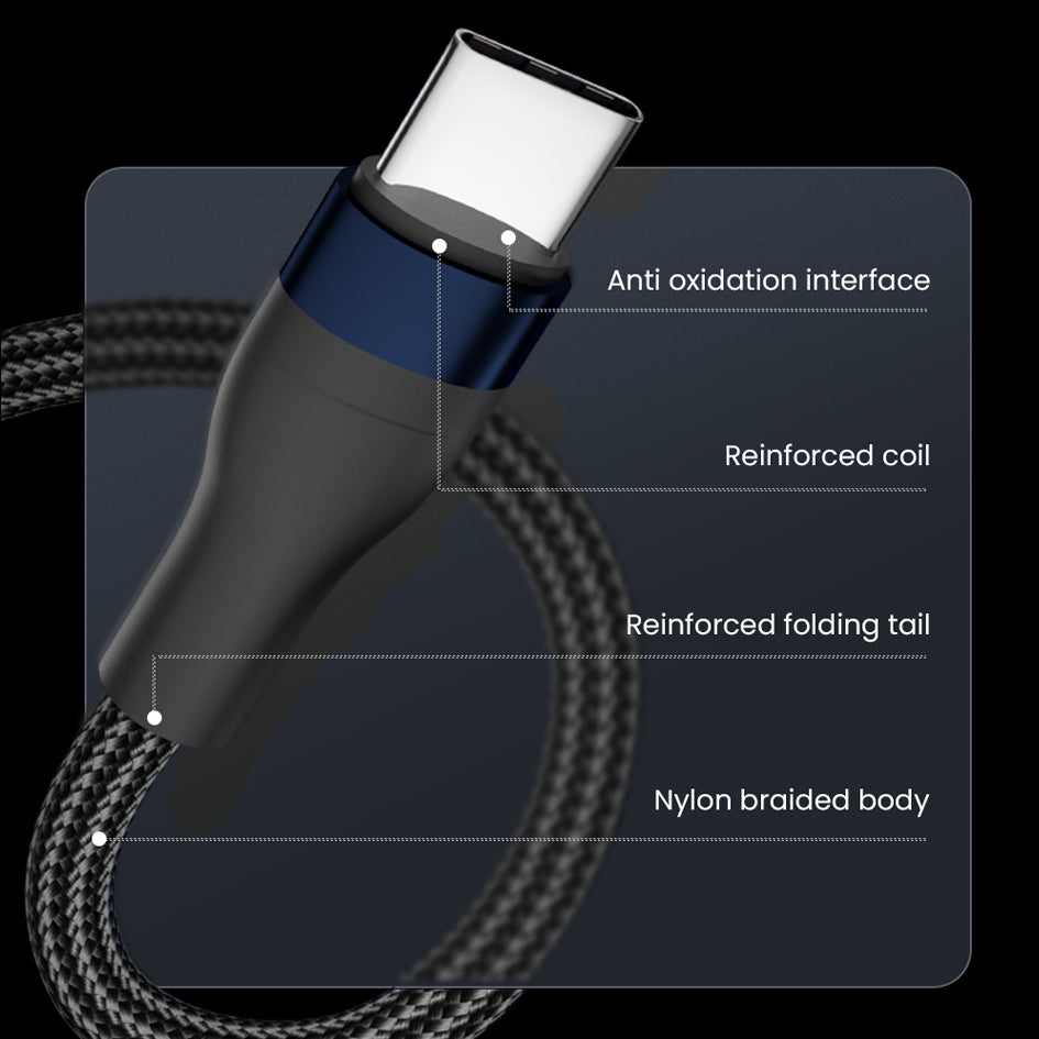 GXM 100W 3 in 1 Quick Charging Data Cable iP Type-C MicroUSB Safety Protection 1.2M Cable Length Triple Simultaneous Charging Cable