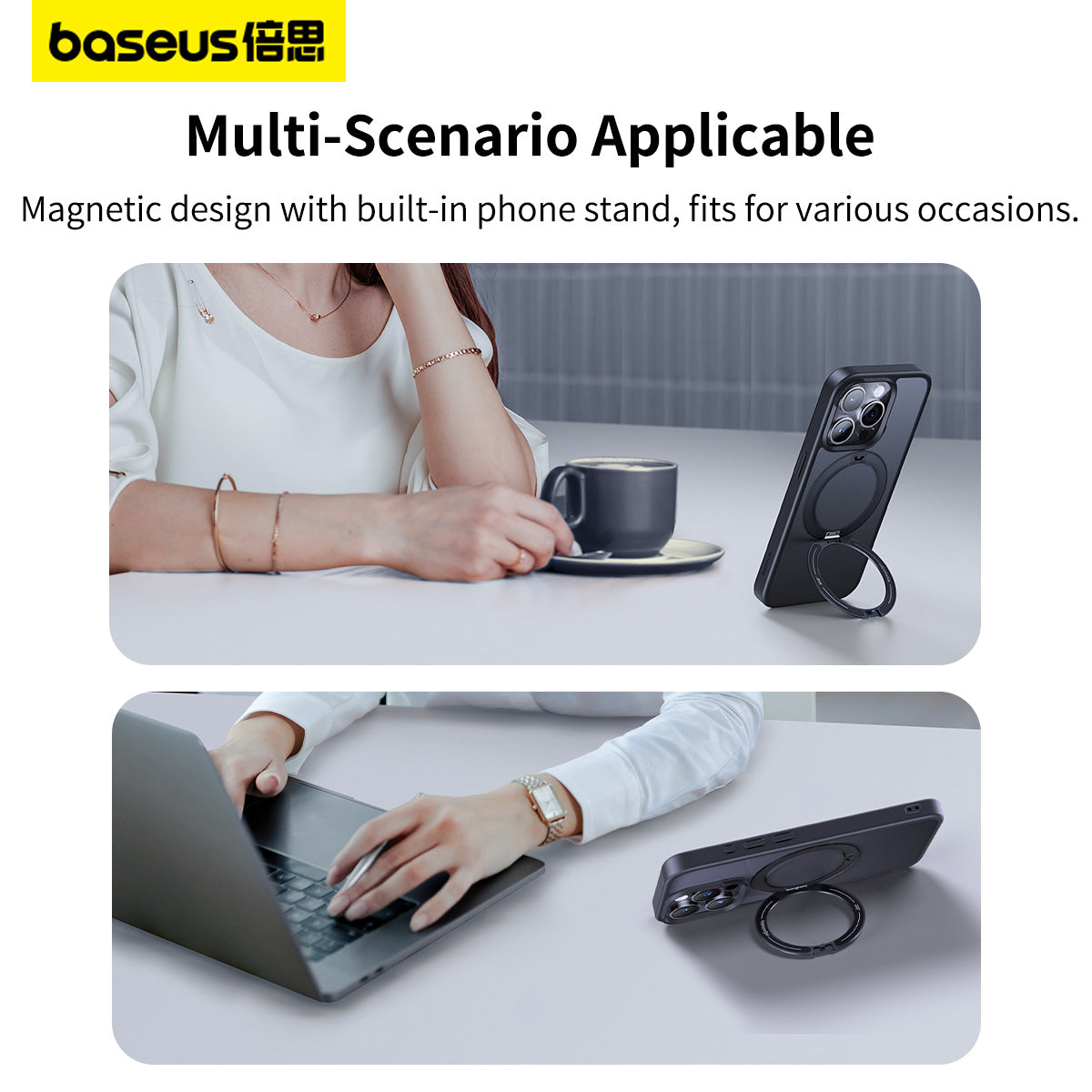 Baseus IPhone 15 Pro Max CyberLoop Magnetic Phone Case for iP 15 Frosted Black