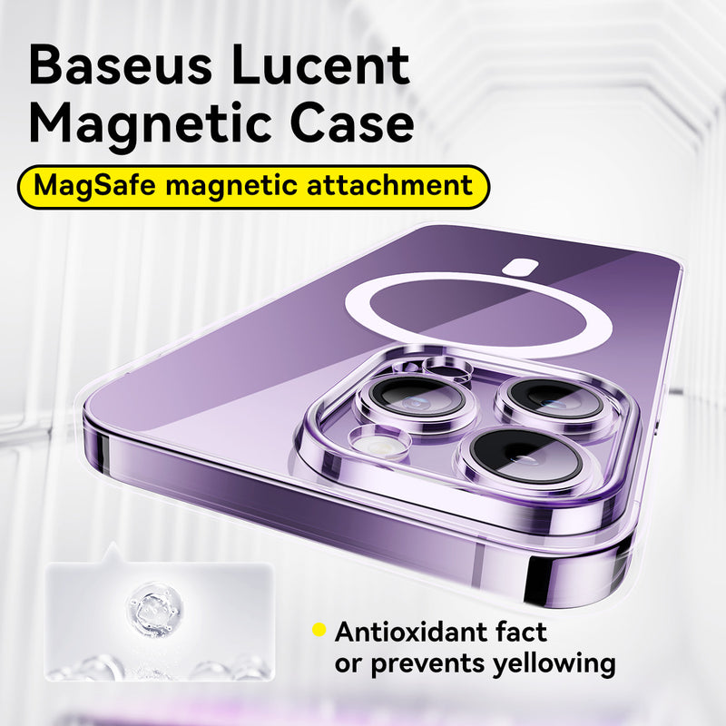 Baseus iPhone 15 Lucent Magnetic Phone Case Magsafe Magnetic Design Lens Protection Dustproof For iPhone 15 Pro Max
