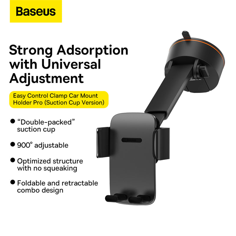 Baseus Easy Control Clamp Car Mount Holder Pro (Suction Cup Version) Phone Holder Dashboard Windscreen For Mobile Phones -Black