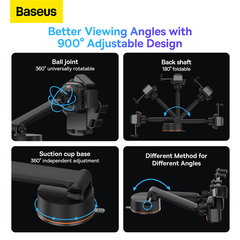 Baseus Easy Control Clamp Car Mount Holder Pro (Suction Cup Version) Phone Holder Dashboard Windscreen For Mobile Phones -Black