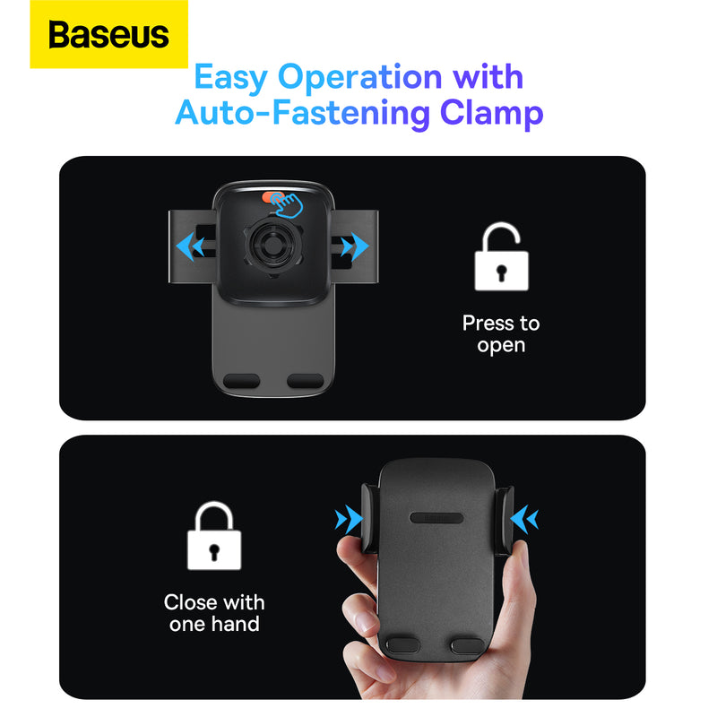 Baseus Easy Control Clamp Car Mount Holder Pro (Suction Cup Version) Phone Holder Dashboard Windscreen For Mobile Phones -Black