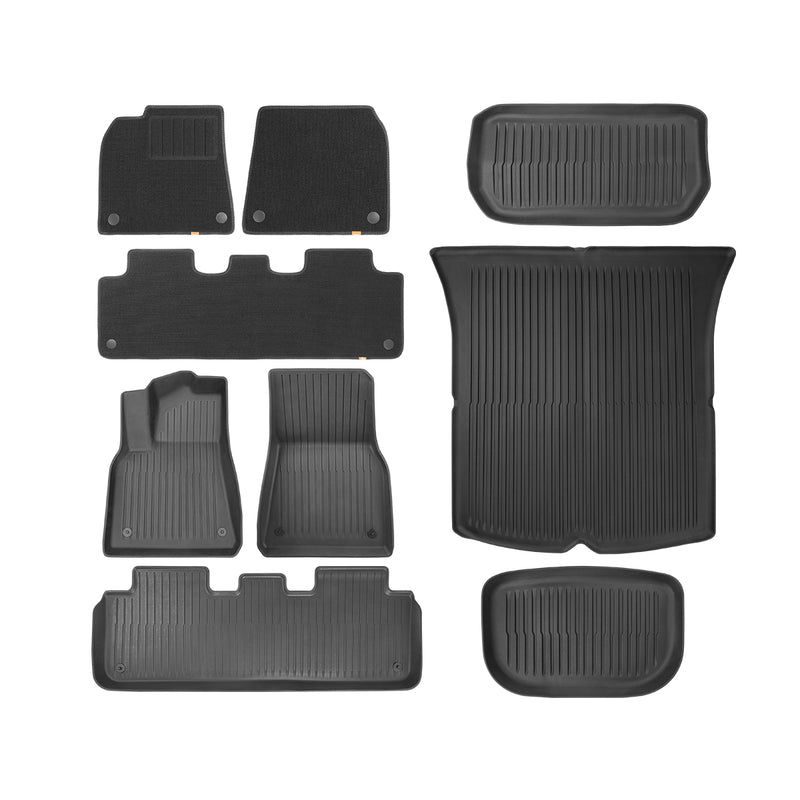 Baseus Tesla T-Space Series 3 6 9 piece Floor Mat for Model 3 and Model Y Cluster and Velvet Cluster Black Car