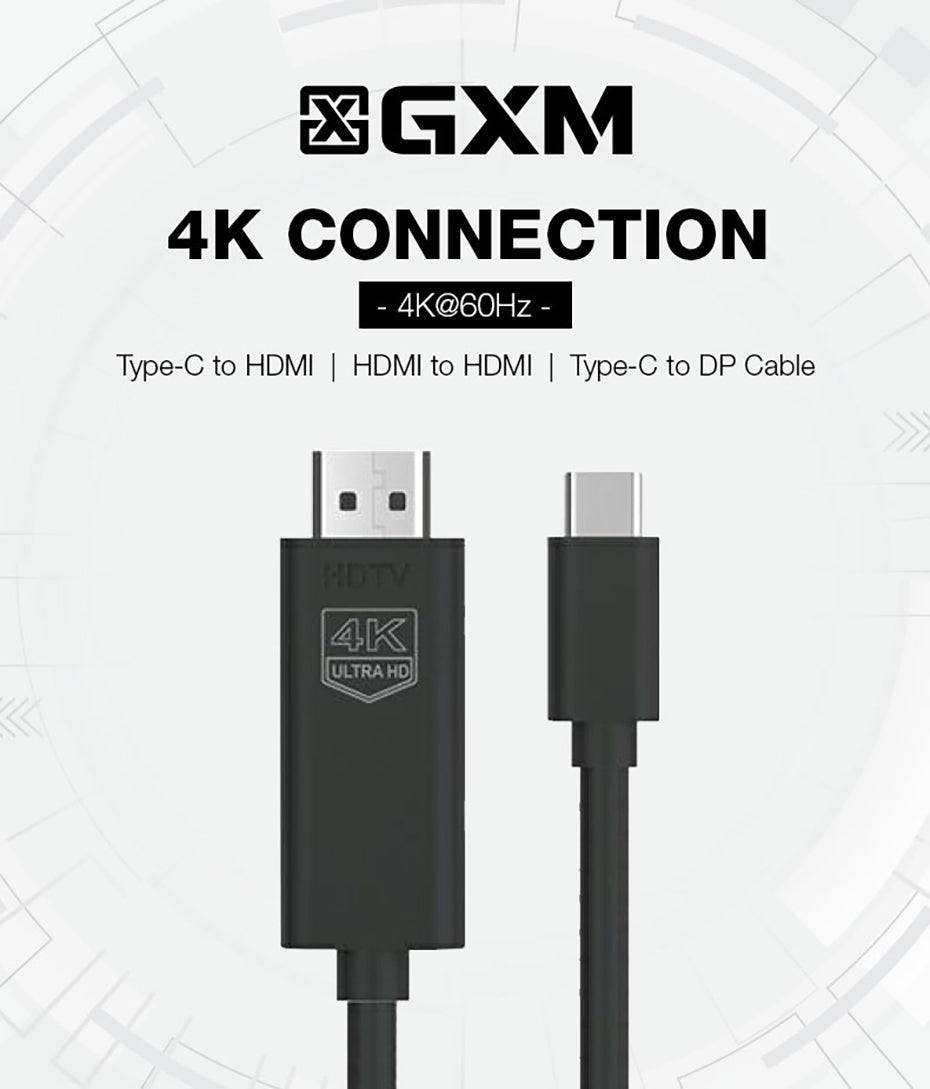 GXM Type-C to HDMI DP 4K@60Hz Resolution Cable Compatible Phone Tablet Laptop Computer 4K 60Hz