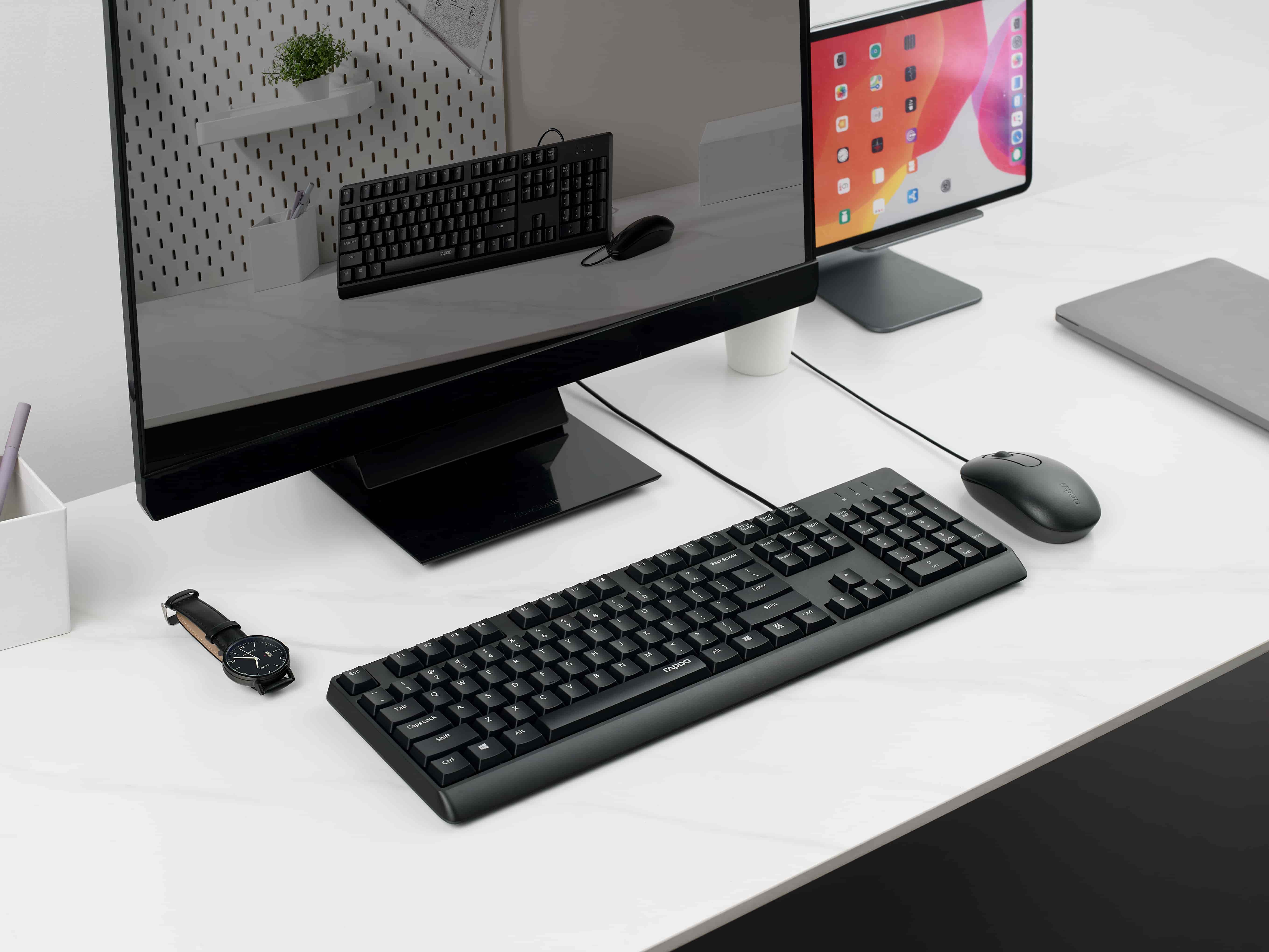 RAPOO X130 Pro Wired Keyboard & Mouse Combo | Spill-Resistant | Ergonomic Design | USB Plug & Play | 1000 DPI Mouse | 24 Months Warranty