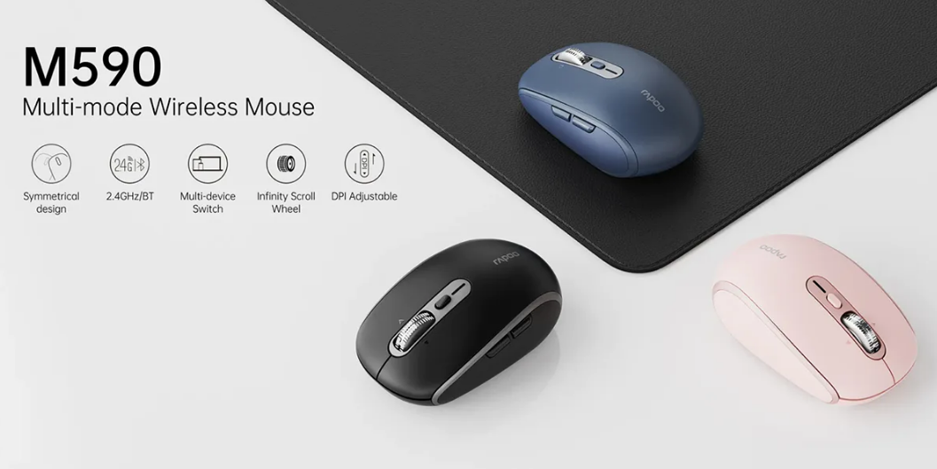 RAPOO M590 Silent Multi-Mode Wireless Mouse | 2.4G + Bluetooth 4.0/5.0 | 4800 DPI | 24 Months Warranty