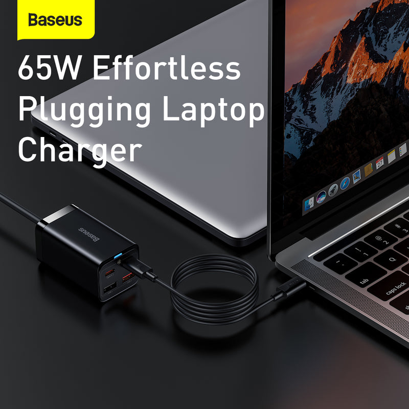 Baseus 65W Desktop Fast Charger GaN3 Pro 2C+2U EU Charger Plug Adapter Super Fast Charging PD SFC 2.0 PC Laptop iPhone 15 Pro Max