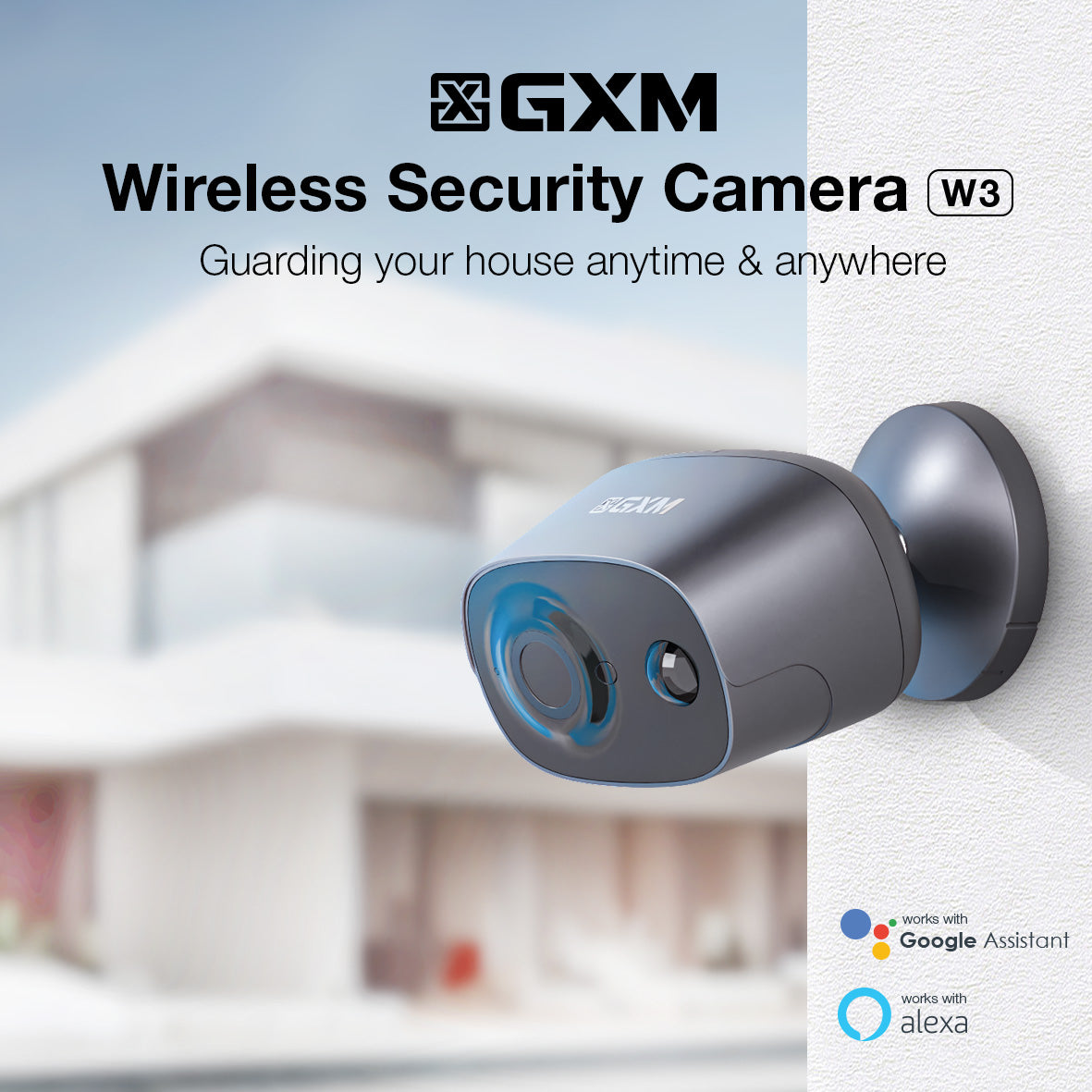 GXM W3 Wireless Security Camera Battery Operate CCTV Smart Camera 2K Resolution Waterproof Two way Talk Cordless Design