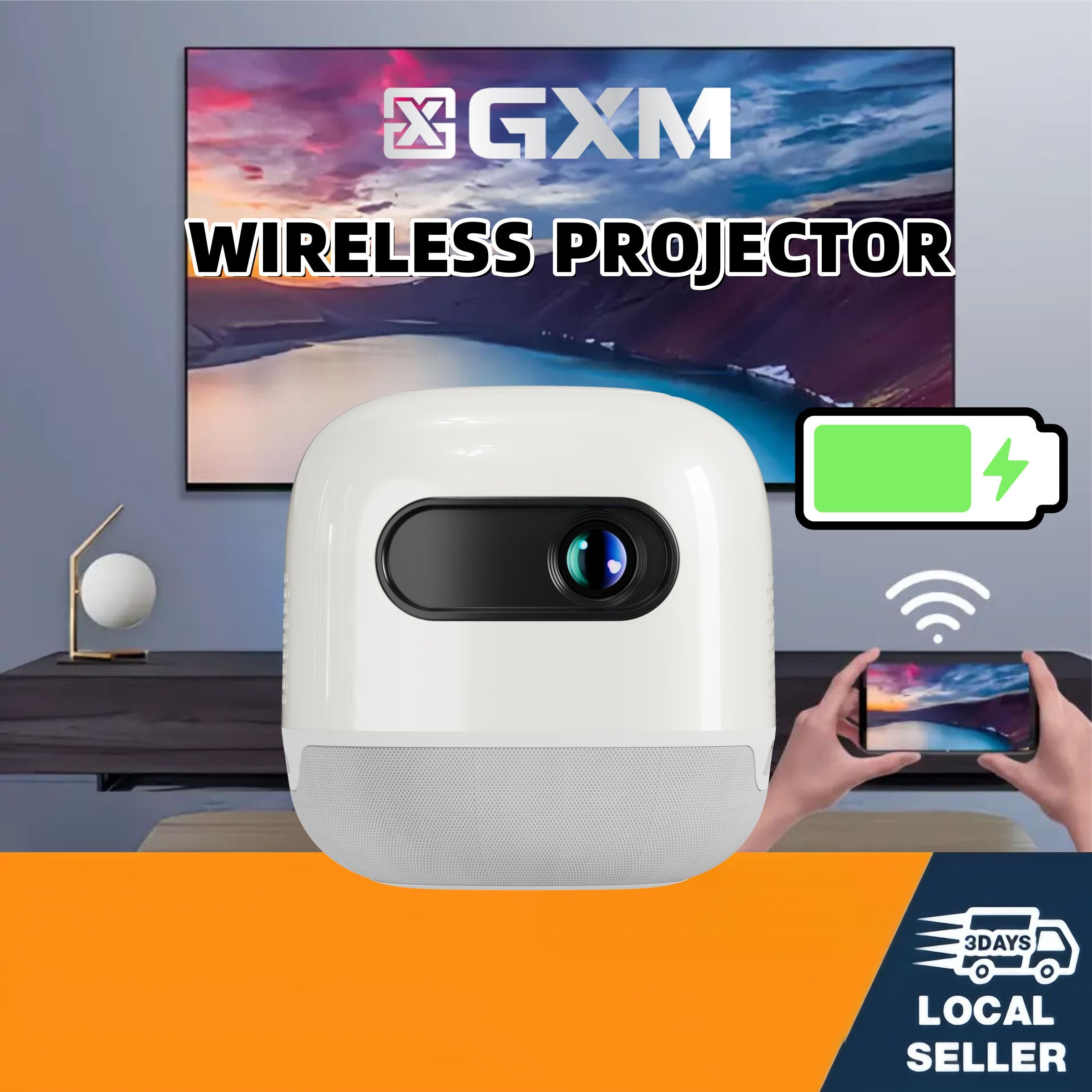 GXM  Portable Projector | 720P | Android 13 | 2.4G/5G WiFi | 000mAh