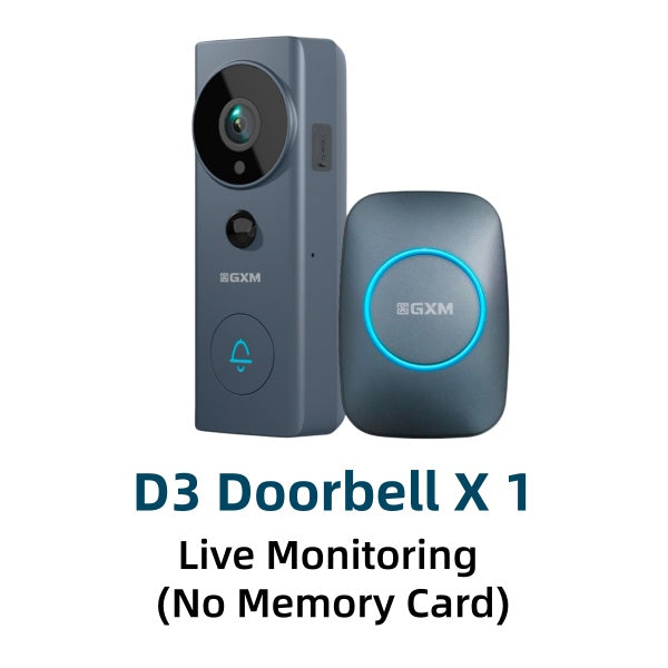 GXM D3 Pro Video Doorbell Camera 2-Way Conversation Cordless and Wired Powered 140° Super Wide Angle 3m Sticker Waterproof 5200mAh Rechargeable Battery