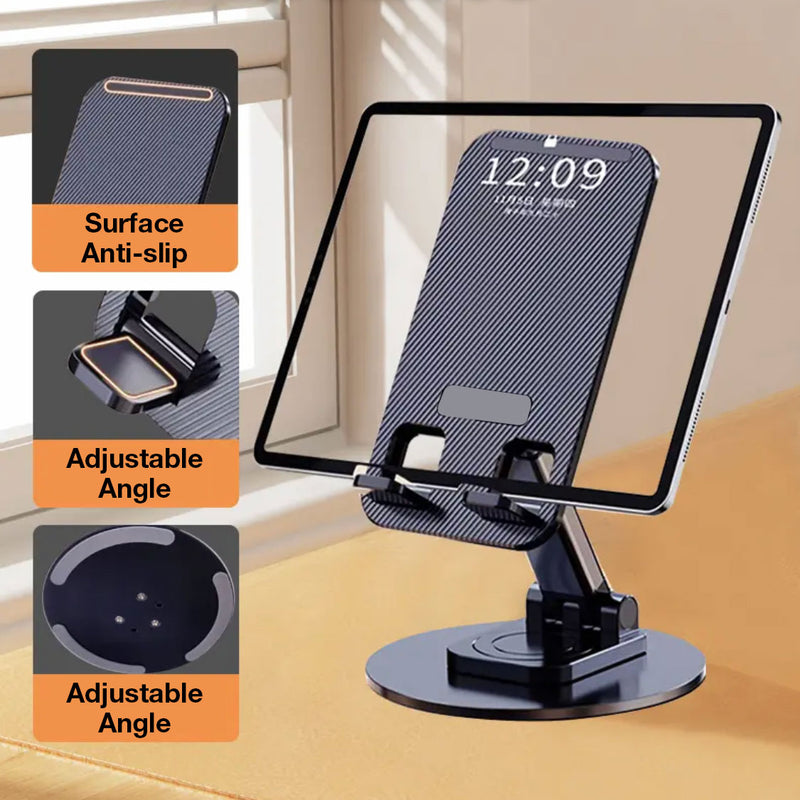 GXM K3 Foldable Height Adjustable Phone Metal Stand Support Up to 10 inches 360º Rotation Uninterrupted View Slip-proof