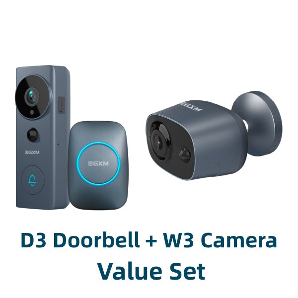 GXM D3 Pro Video Doorbell Camera 2-Way Conversation Cordless and Wired Powered 140° Super Wide Angle 3m Sticker Waterproof 5200mAh Rechargeable Battery