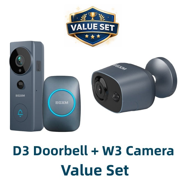 GXM D3 Pro Video Doorbell Camera 2-Way Conversation Cordless and Wired Powered 140° Super Wide Angle 3m Sticker Waterproof 5200mAh Rechargeable Battery