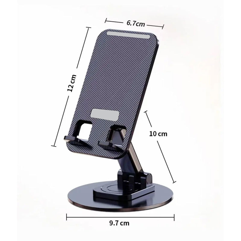 GXM K3 Foldable Height Adjustable Phone Metal Stand Support Up to 10 inches 360º Rotation Uninterrupted View Slip-proof