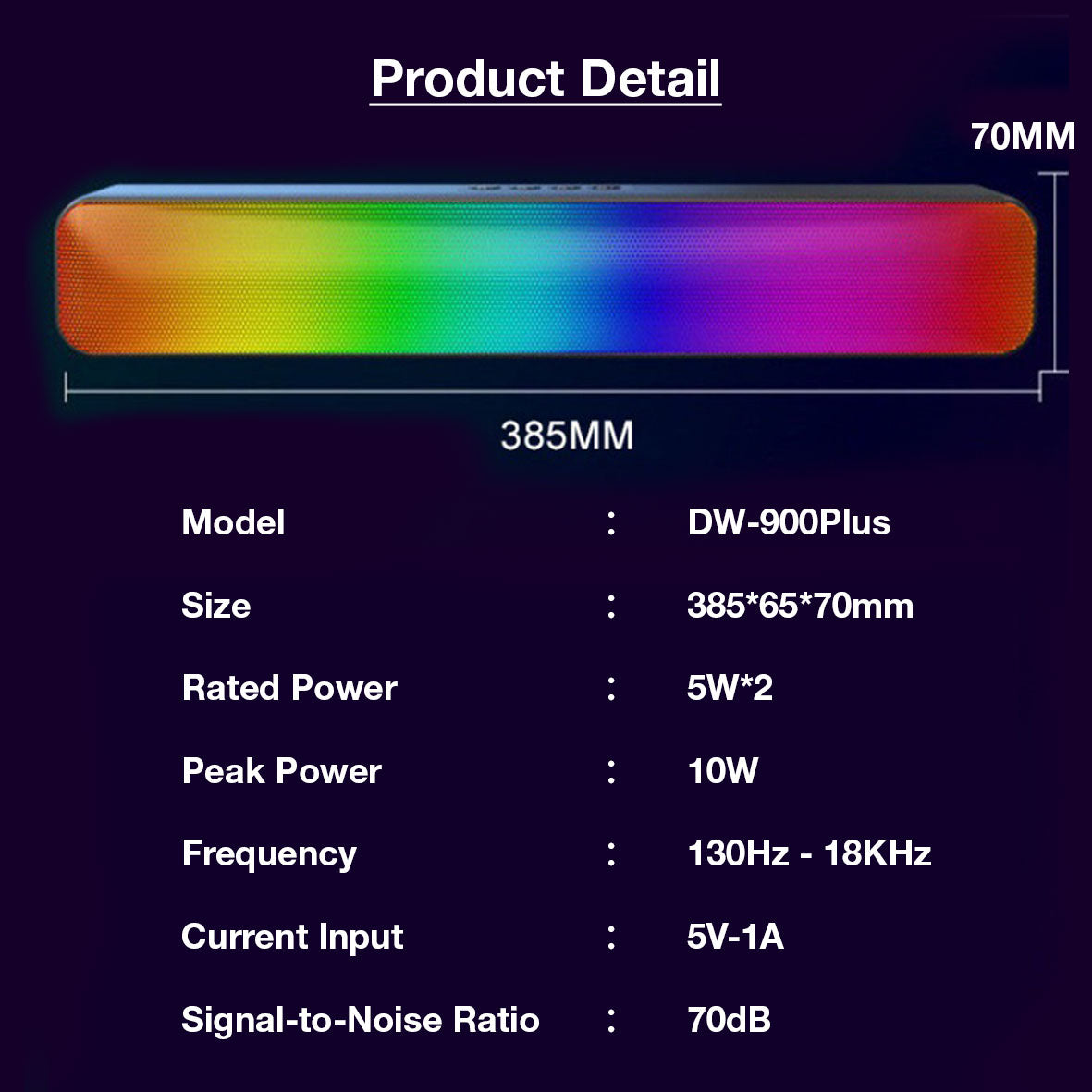 GXM Speaker Bluetooth Sound Bar Colorful RGB Light Portable Rechargeable Battery Wireless Speaker