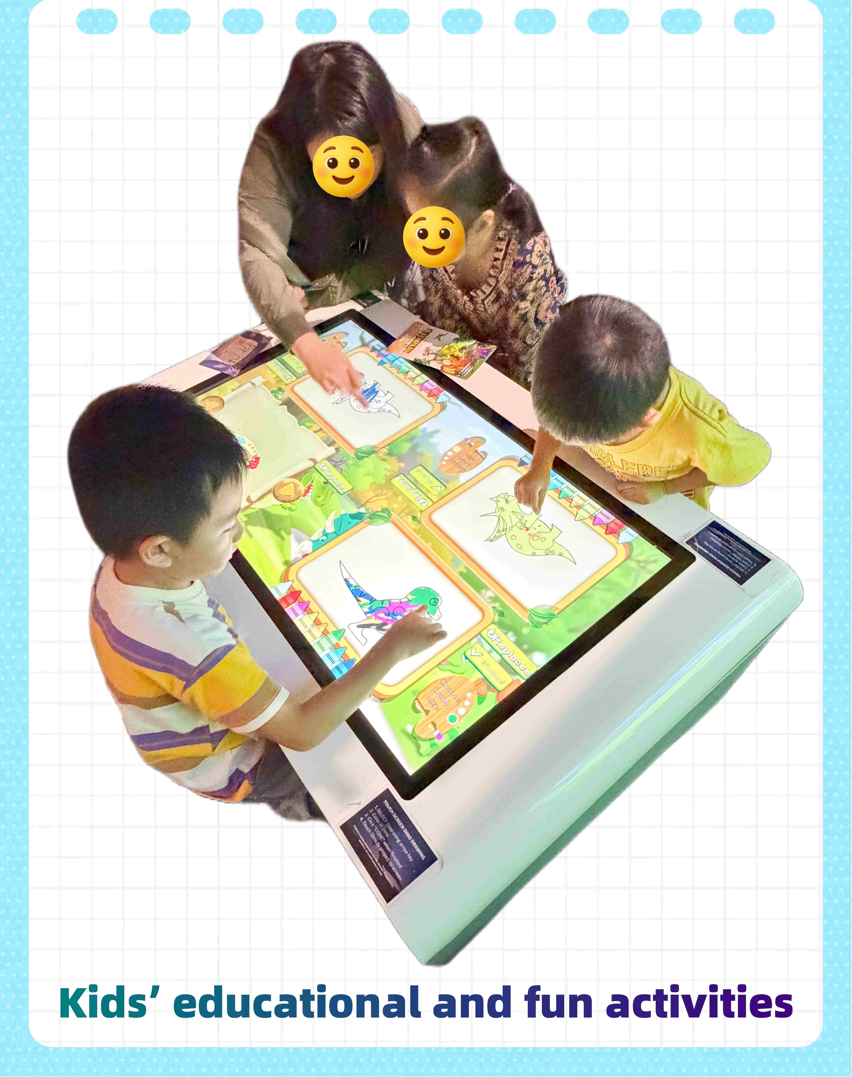 GXM 43” 4K Interactive Touch Table Touch Screen TV 10-Point Capacitive Touch, Android 13, Anti-Glare Tempered Glass, Waterproof, Multi-User Smart Display for Education, Business & Retail