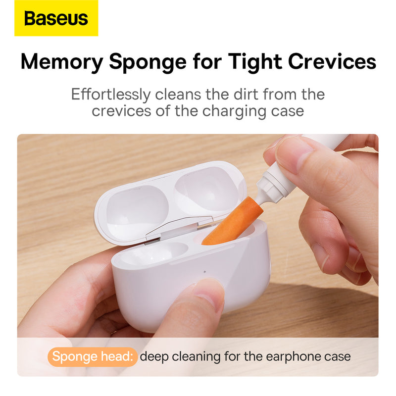 Baseus Cleaning Brush Deep Cleaning with Dual-Brush for Earpods Removes Dust & Grimes Sponge Brush Charging Case White