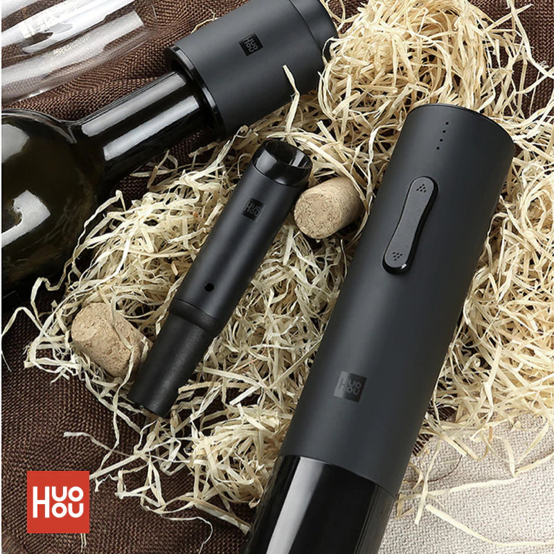 Huohou Wine Electric Rechargeable Bottle Opener Quick Decanter For Red Wine Stopper Cork Wine Opener