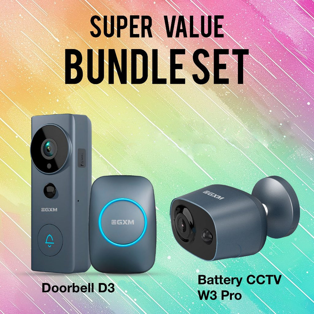 GXM D3 Video Doorbell Camera 2-Way Conversation Cordless and Wired Powered 140° Super Wide Angle 3m Sticker Waterproof 5200mAh Rechargeable Battery