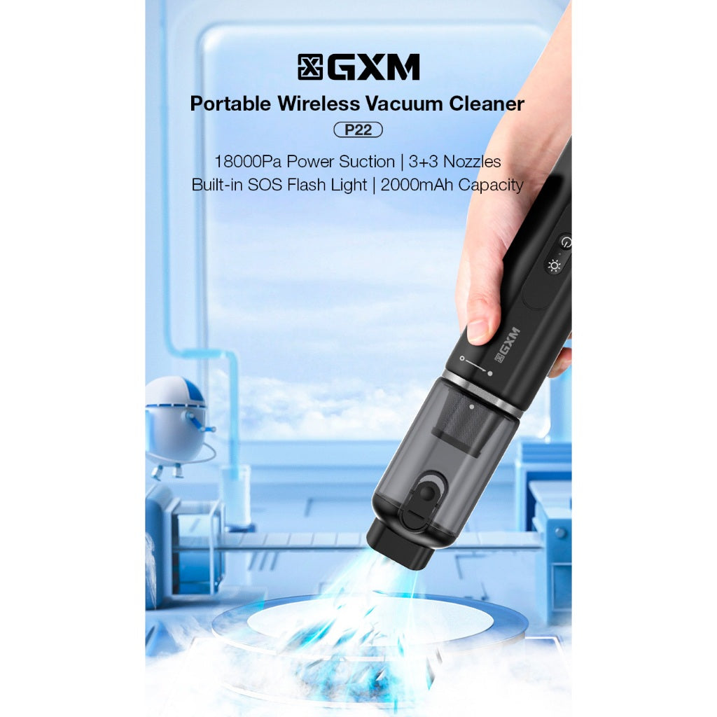 GXM 18000Pa Vacuum Cleaner Wireless Design 6 Nozzles Rechargeable Battery 2000mAh Capacity Batteries Car Home Office