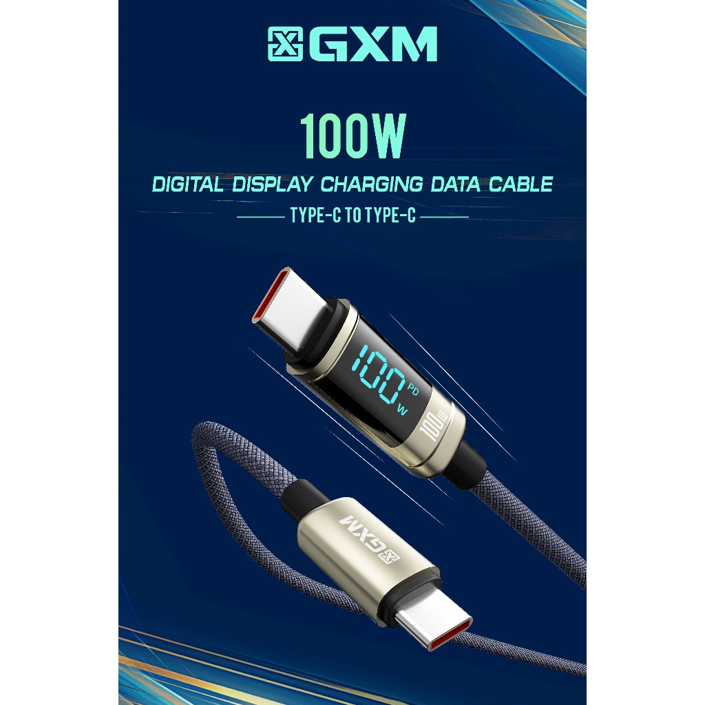 GXM 100W Digital Display Super Fast Charging Cable 100cm Laptop Phone Tablet Charging 480Mbps Data transfer