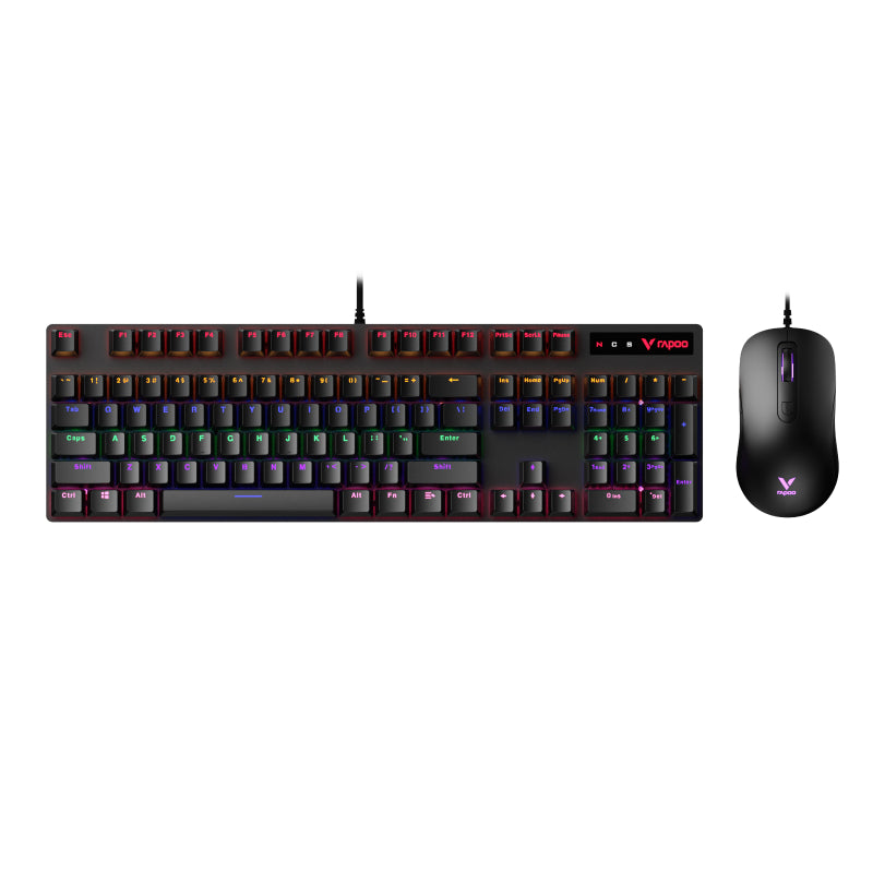 RAPOO V500 PRO Wired Mechanical Gaming Keyboard | RGB Backlit | 104 Keys | Anti-Ghosting | Aluminum Top 2 Years Warranty