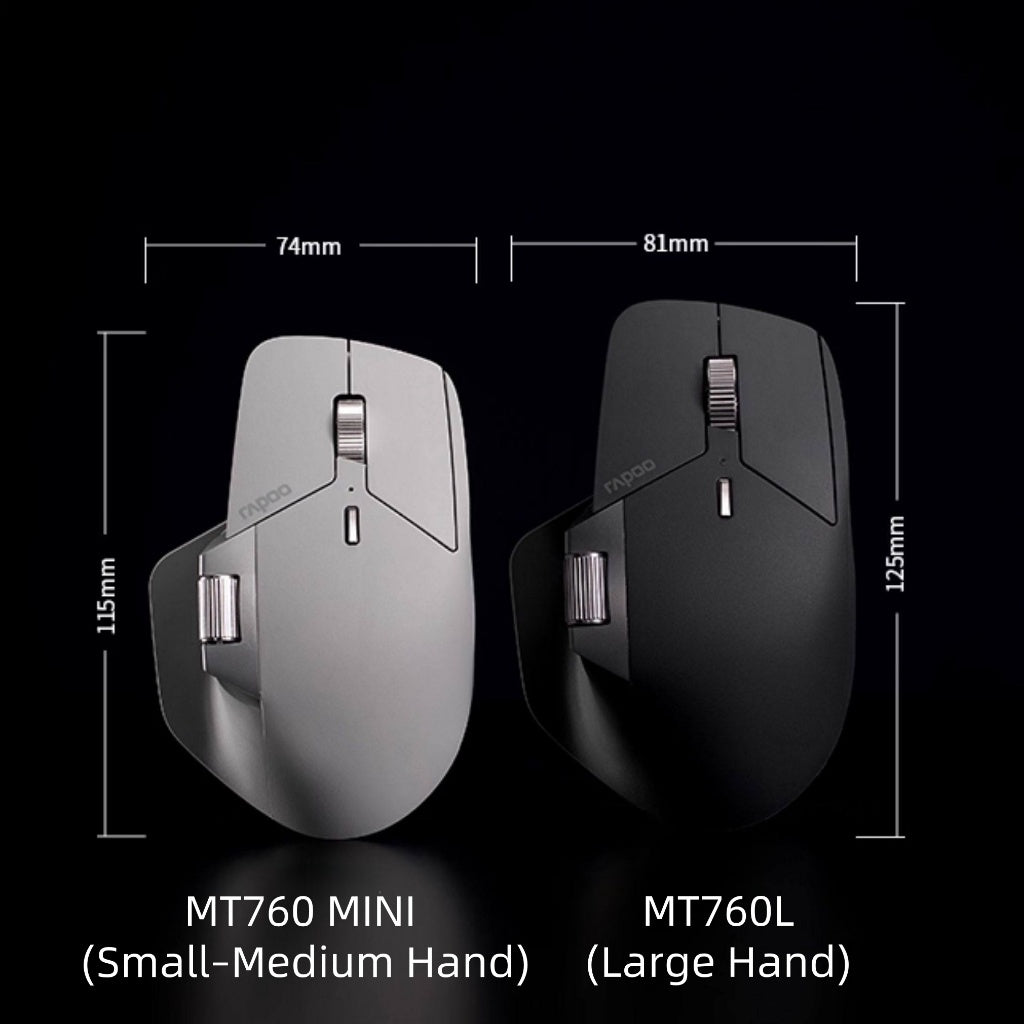 RAPOO MT760 Wireless Mouse (MT760L / MT760 MINI) | M+ Cross-Screen | Tri-Mode BT 5.0 / 2.4G / Wired | Ergonomic | 7 DPI