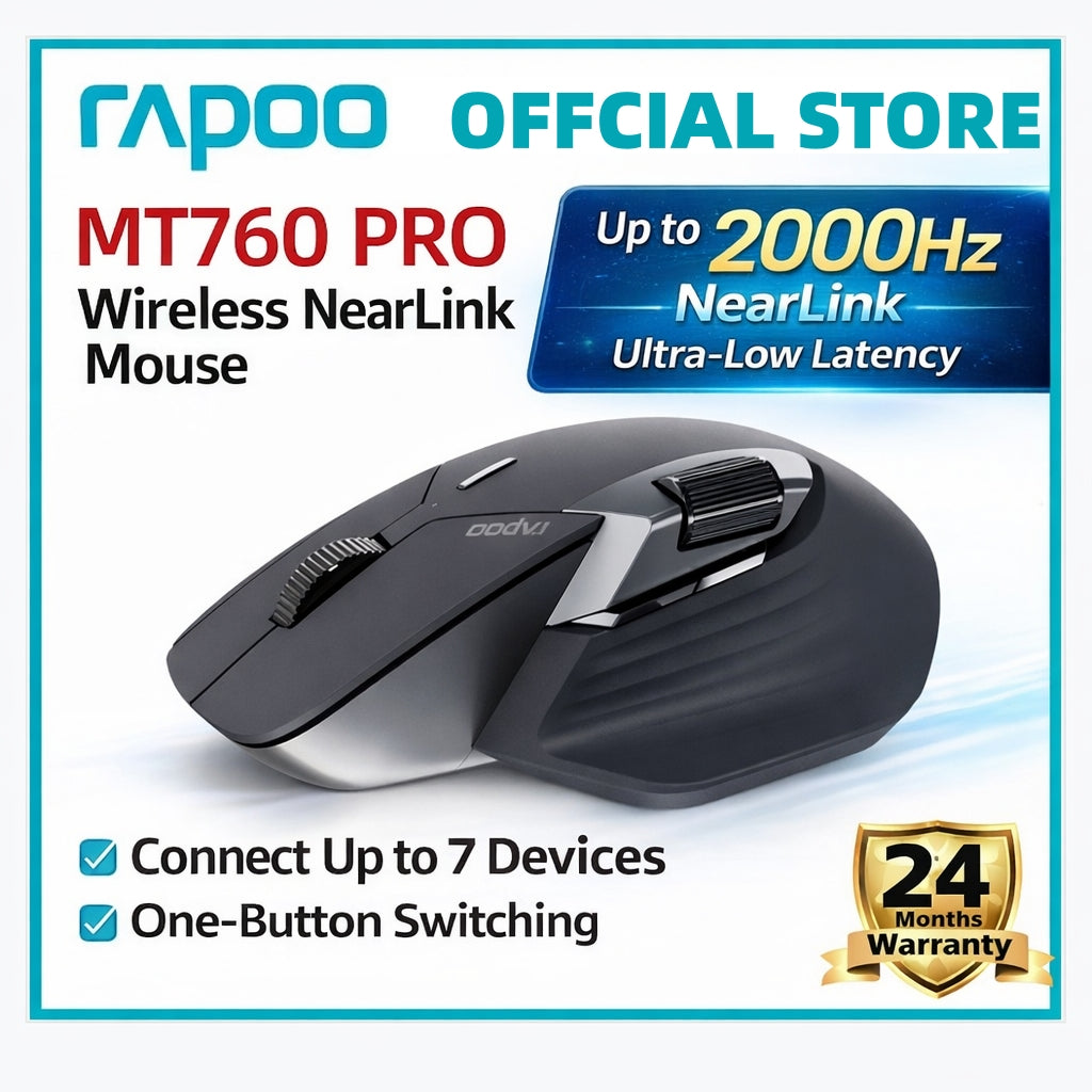 Rapoo MT760 PRO NearLink Wireless Mouse | 2000Hz Multi-Device Ergonomic Mouse