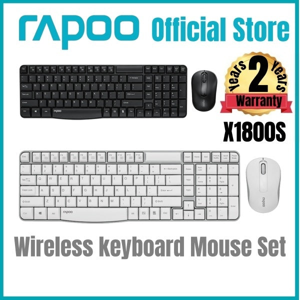 RAPOO X1800S Wireless Keyboard & Mouse Combo | E1050 + M10 Plus | 2.4G | 104 Keys | 1200DPI | 2-Year SG Warranty
