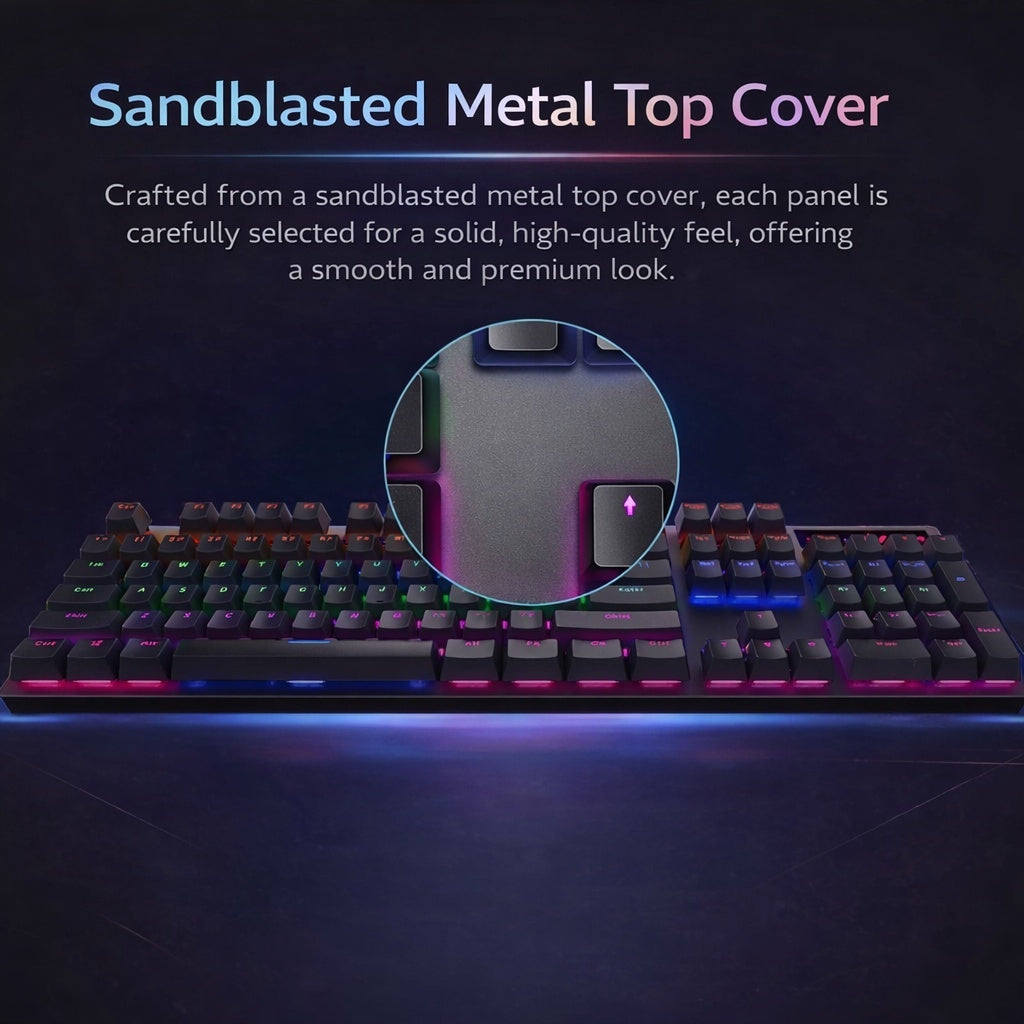 RAPOO V500 PRO Wired Mechanical Gaming Keyboard | RGB Backlit | 104 Keys | Anti-Ghosting | Aluminum Top 2 Years Warranty