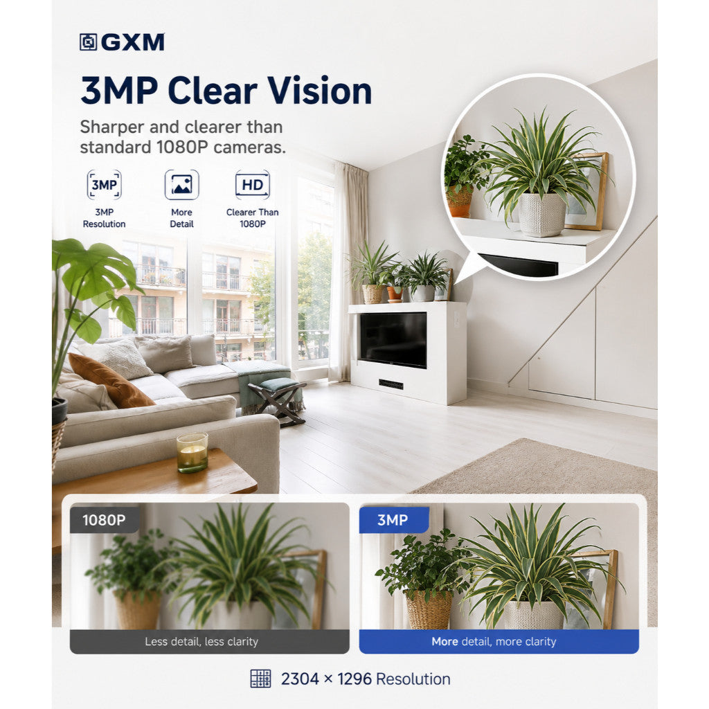 GXM P3 360° 2K Smart AI Camera CCTV