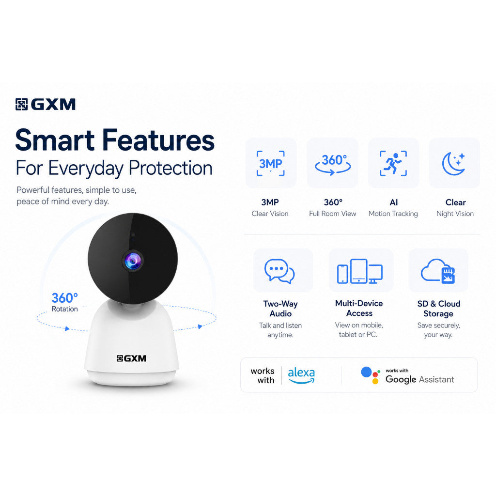 GXM P3 360° 2K Smart AI Camera CCTV