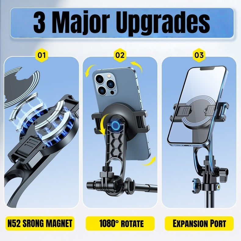 GXM 2-in-1 Magnetic Selfie Stick Tripod 130cm | ABS Aluminum Alloy | 10m Bluetooth Remote | 360° Rotation Action Camera