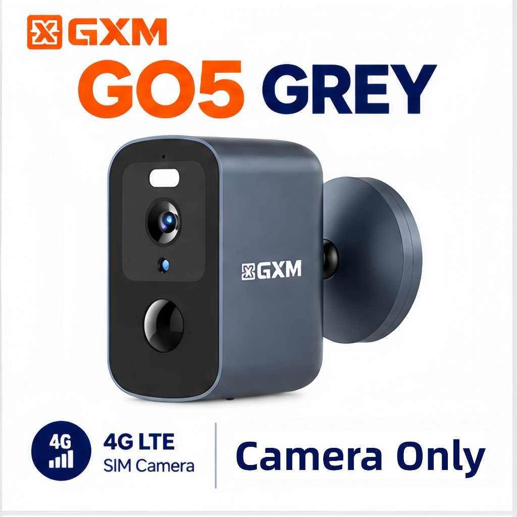 GXM GO5 4G LTE Security Wireless Camera 3K 5MP SIM Card Battery Powered AI Human Detection IP66 Outdoor No WiFi Required