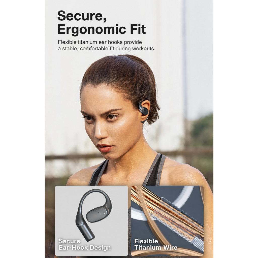 GXM V49 OWS Open-Ear Bluetooth 5.3 Earbuds, 8H Battery Life AI Noise Reduction IP54 Sports Wireless Earphone Earbuds