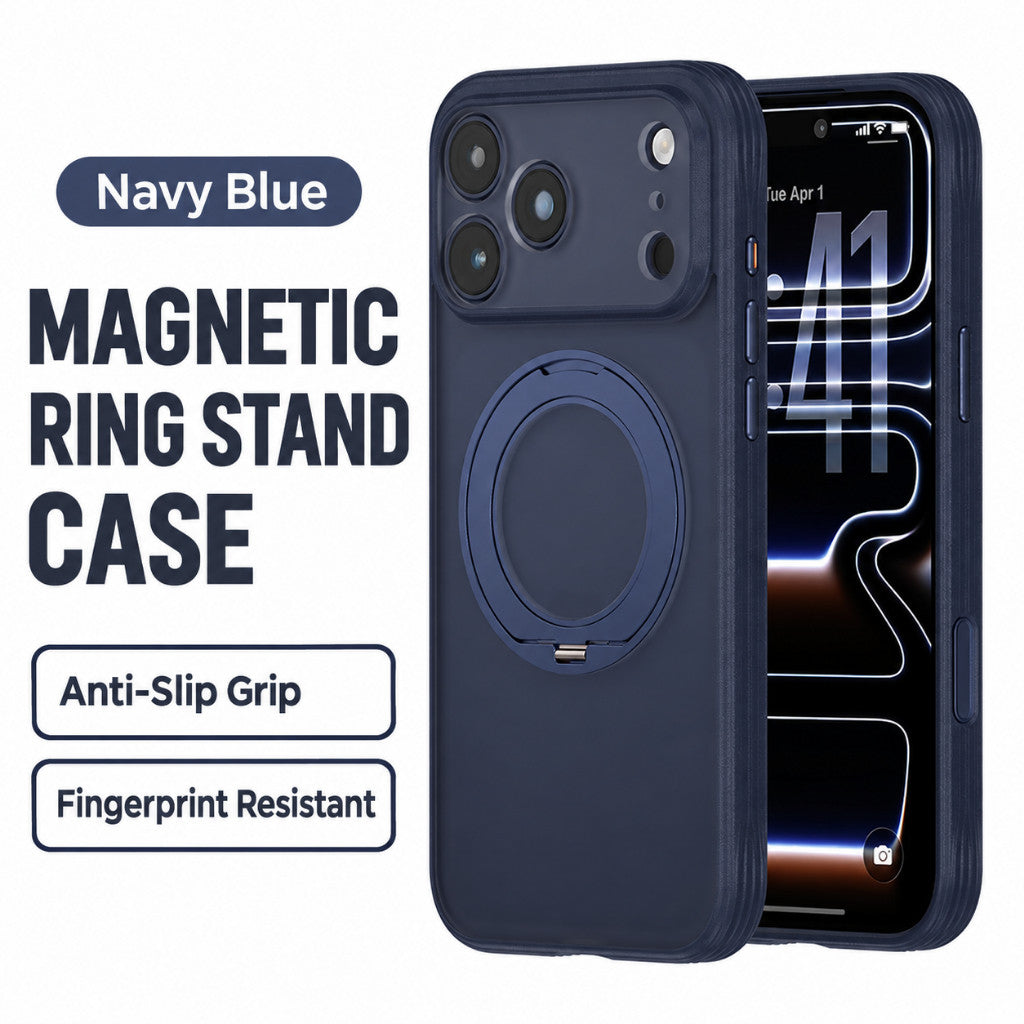 GXM Magnetic Ring 360° Rotating Stand Case for iPhone 17/18 Series CC Anti-Slip Grip Phone Cover Case