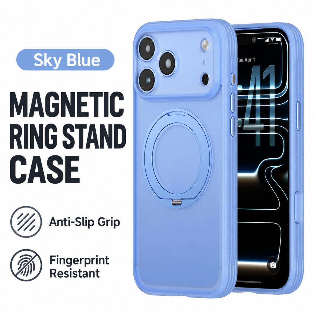 GXM Magnetic Ring 360° Rotating Stand Case for iPhone 17/18 Series CC Anti-Slip Grip Phone Cover Case