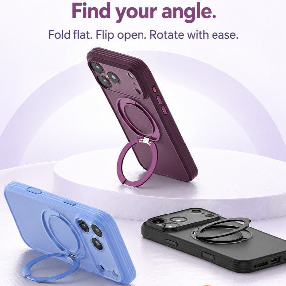 GXM Magnetic Ring 360° Rotating Stand Case for iPhone 17/18 Series CC Anti-Slip Grip Phone Cover Case