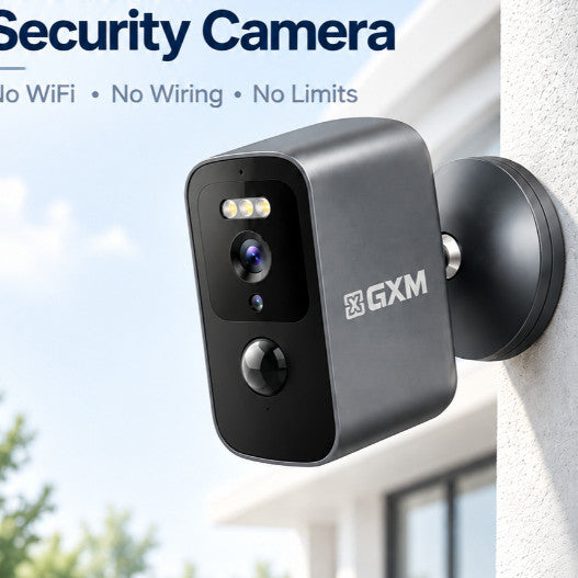 GXM GO5 4G LTE Security Wireless Camera 3K 5MP SIM Card Battery Powered AI Human Detection IP66 Outdoor No WiFi Required
