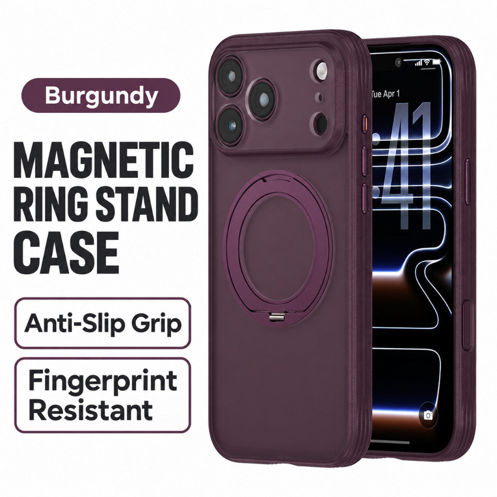 GXM Magnetic Ring 360° Rotating Stand Case for iPhone 17/18 Series CC Anti-Slip Grip Phone Cover Case