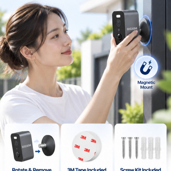 GXM GO5 4G LTE Security Wireless Camera 3K 5MP SIM Card Battery Powered AI Human Detection IP66 Outdoor No WiFi Required