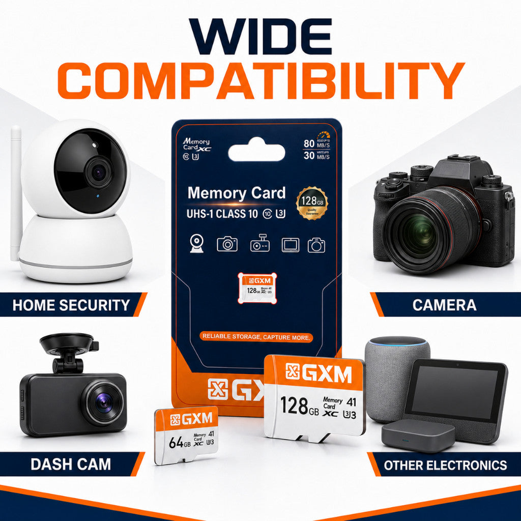 GXM High-Speed Ultra Memory Card CCTV Home Security Camera Dash Cam MicroSD Card SDXC U3 A1 A2 A3 Class 10 64GB TF Card