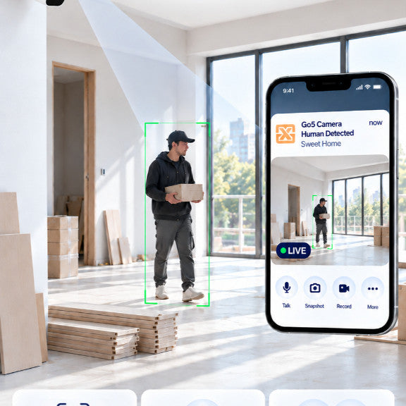 GXM GO5 4G LTE Security Wireless Camera 3K 5MP SIM Card Battery Powered AI Human Detection IP66 Outdoor No WiFi Required