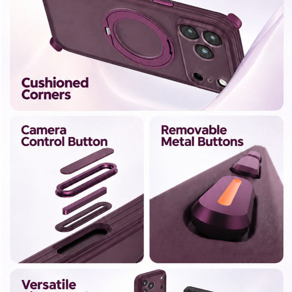 GXM Magnetic Ring 360° Rotating Stand Case for iPhone 17/18 Series CC Anti-Slip Grip Phone Cover Case
