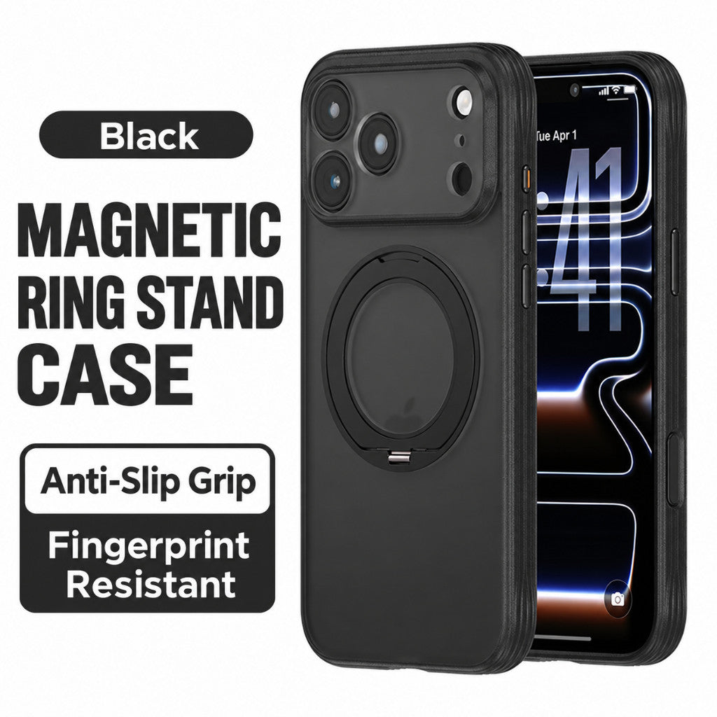 GXM Magnetic Ring 360° Rotating Stand Case for iPhone 17/18 Series CC Anti-Slip Grip Phone Cover Case